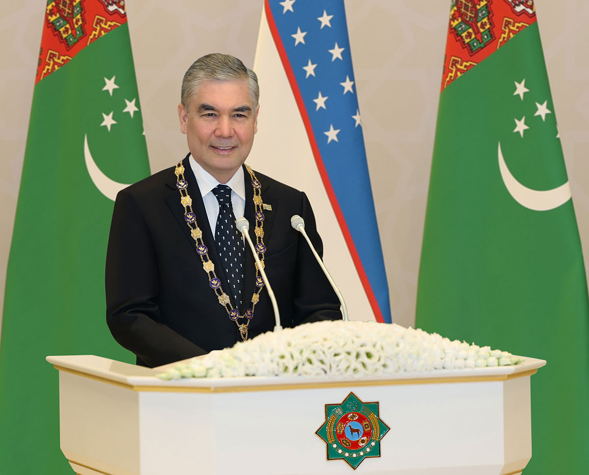 Türkmen halkynyň Milli Lideri, Türkmenistanyň Halk Maslahatynyň Başlygy Gahryman Arkadagymyzyň Özbegistan Respublikasynyň ýokary döwlet sylagy bilen sylaglanyş dabarasyndaky çykyşy